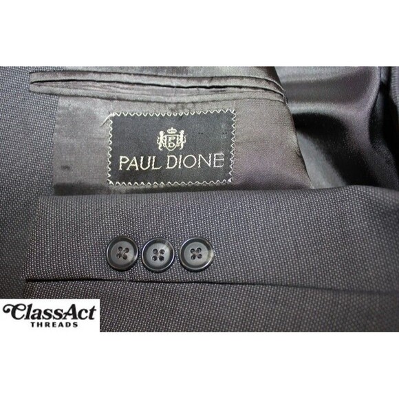 Paul Dione 2 Piece Suit Mens Gray Birdeye Double Breasted 44XL Pleated 36" W - Picture 10 of 10